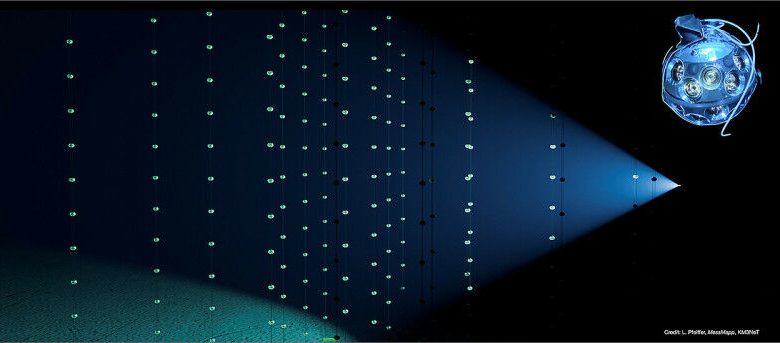 Representasi artistik dari peristiwa neutrino energi ultra-tinggi yang diamati di k