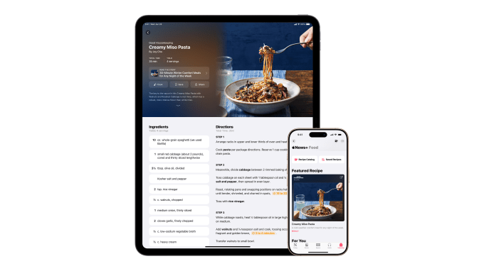 Apple mengambil aplikasi resep dengan Apple News+ Food