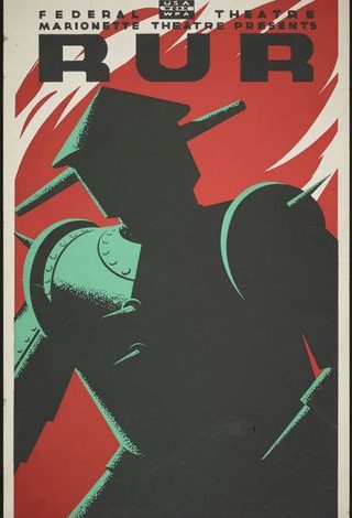 Rur '. Poster untuk versi boneka dari permainan fiksi ilmiah 1920 oleh Karel Capek.