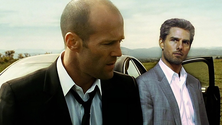 Tom Cruise sebagai Hitman Vincent menatap Frank Martin dari Jason Statham dari The Transporter Movies