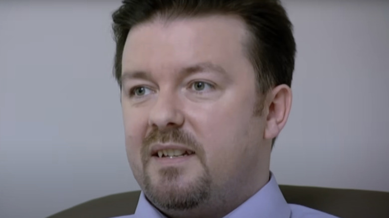 David Brent Ricky Gervais ditampilkan di segmen kepala yang berbicara dari kantor