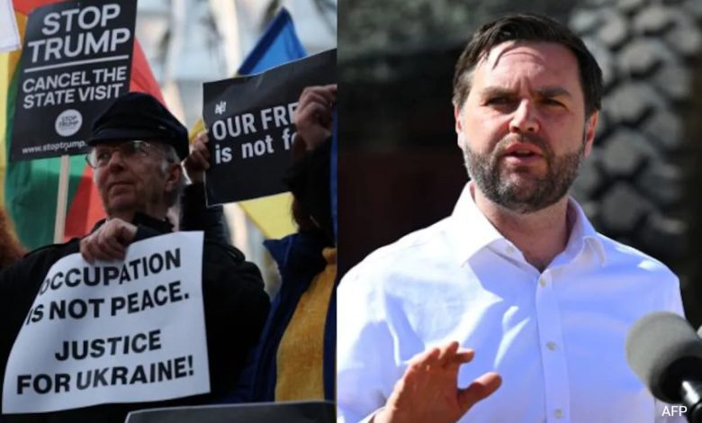 "Jika Anda Mengejar ...": Para pengunjuk rasa pro-Ukraina mengikuti JD Vance, putrinya