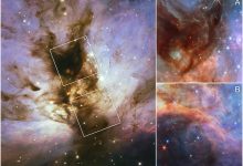 Gambar 3 berpanel dari nebula berwarna -warni