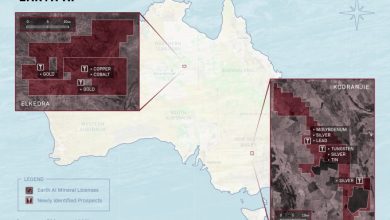 Peta menunjukkan di mana penemuan Earth AI berada di Australia.