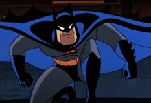 Batman duduk berjongkok di Batman serial animasi