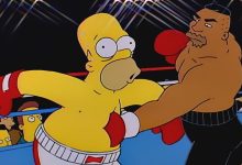 Homer ditinju di perut oleh drederick tatum di simpsons