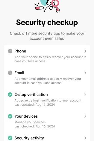 Tiktok meluncurkan alat 'pemeriksaan keamanan' untuk membantu pengguna mengamankan akun mereka