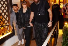 Taylor Swift dan Travis Kelce merayakan kemenangan Super Bowl Kansas Chiefs di XS Nightclub di Wynn Las Vegas