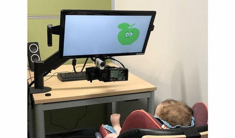 Seorang bayi sedang menonton sosok. C: Wiener Kinderstudien