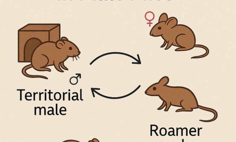 Tetap dan bertahan, atau berkeliaran dan menggoda? Tikus jantan beralih untuk memenangkan cinta! © Fragki