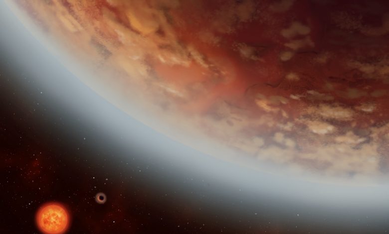 K2-18b dan tetangganya, K2-18C yang baru ditemukan, mengorbit bintang merah-dwarf K2-18