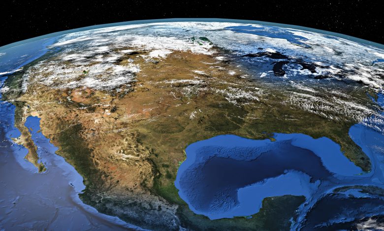 Citra satelit Amerika Utara.