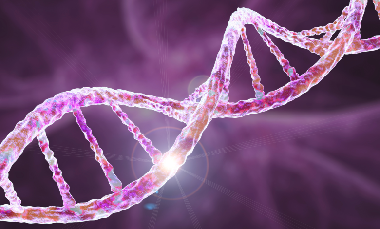 Ilustrasi konseptual multi-warna DNA