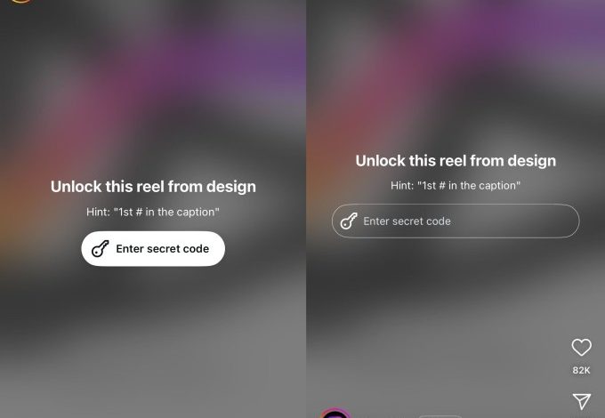 Tes Instagram terkunci gulungan yang dapat diakses dengan kode rahasia