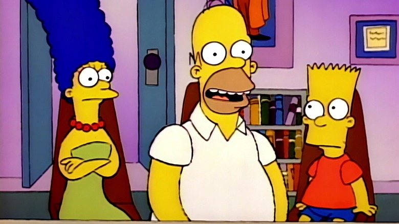 Marge, Homer, dan Bart di kantor utama Skinner di The Simpsons
