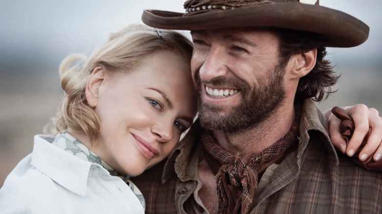 Nicole Kidman sebagai Lady Sarah Ashley dan Hugh Jackman sebagai Drover di Australia