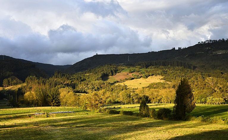 Pemandangan Alttiplano yang indah, dataran tinggi di sekitar Bogotá.