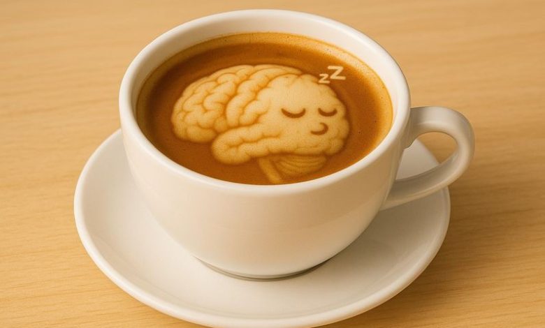 Gambar yang dihasilkan ai dari secangkir kopi yang menampilkan seni latte dalam bentuk lengan
