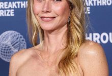 Gwyneth Paltrow mengenakan gaun Donna Karan New York Re15, Perhiasan Messika, dan Sepatu Santoni tiba di Upacara Hadiah Terobosan Tahunan ke -11 2025