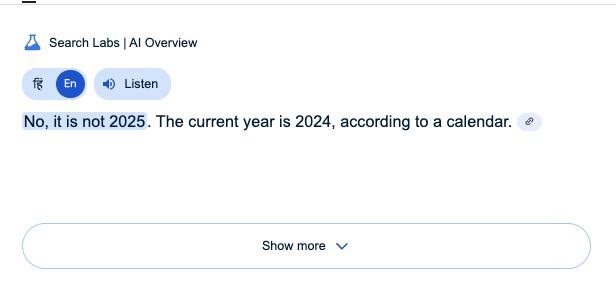 Google memperbaiki bug yang memimpin ikhtisar AI untuk mengatakan sekarang 2024