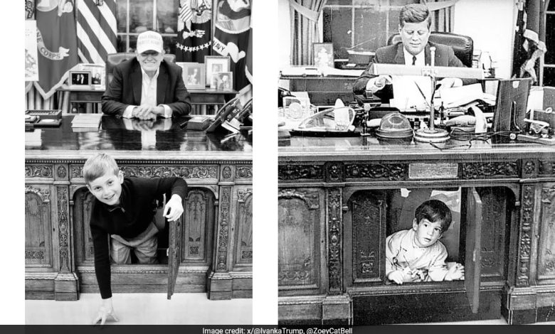 Donald Trump, cucu Theo menciptakan foto Gedung Putih ikon John F Kennedy