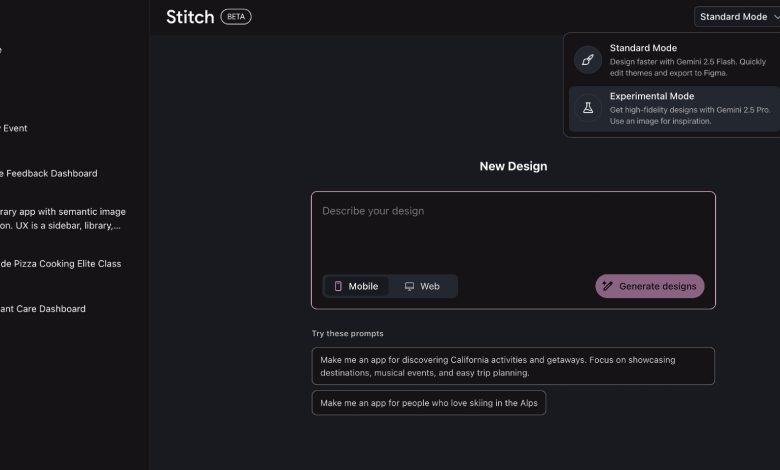 Stitch adalah alat bertenaga AI Google untuk membantu merancang aplikasi