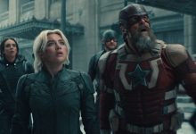 Yelena Belova, Red Guardian, Ghost, dan Agen AS menatap langit di Thunderbolts