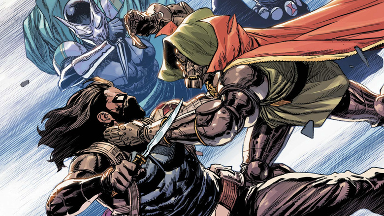 Thunderbolts: Doomstrike #1 Cover Bucky Barnes sebagai Prajurit Musim Dingin vs Dokter Doom