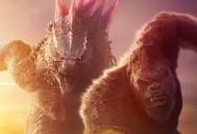 Godzilla dan Kong berlari bersama di poster untuk Godzilla x Kong: Kekaisaran Baru