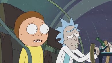 Seorang morty yang khawatir menonton Rick yang mabuk menerbangkan pesawat ruang angkasa di malam hari di Rick dan Morty