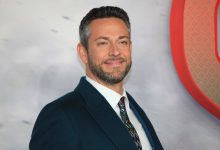 Zachary Levi di Shazam! Fury of the Gods UK Premiere.