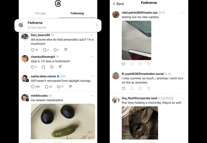 Thread memperluas integrasi web sosial terbuka dengan umpan fediverse, pencarian profil pengguna