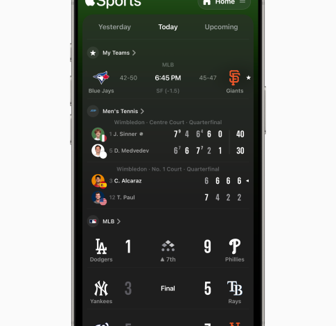App Apple Sports menambahkan skor tenis langsung dan layar beranda yang didesain ulang