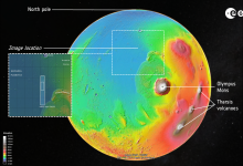 Simulasi global Mars menunjukkan Arcadia Planitia.