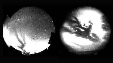 Foto bentuk gelap di langit diambil USNG Kamera plasma khusus
