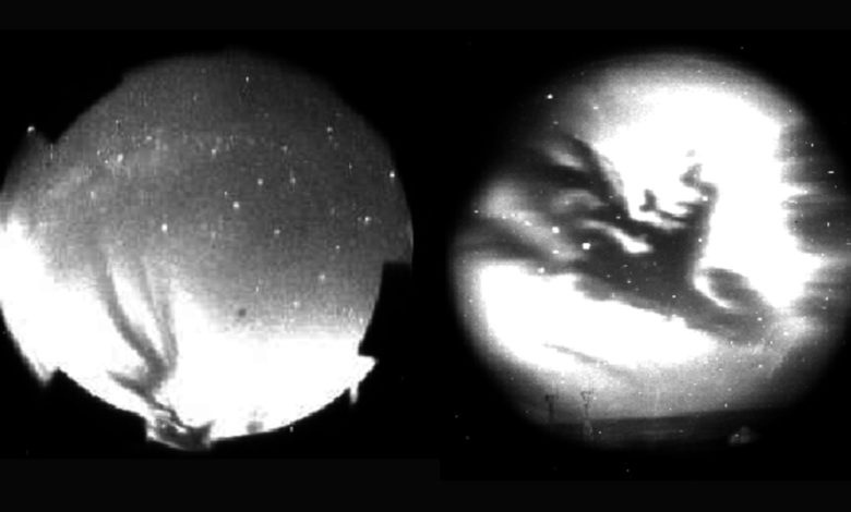 Foto bentuk gelap di langit diambil USNG Kamera plasma khusus