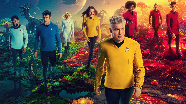 Babs Olusanmokun sebagai M'Benga, Ethan Peck sebagai Spock, Jess Bush sebagai Kapel, Rebecca Romijn sebagai Una, Anson Mount sebagai Pike, Celia Rose Gooding sebagai Uhura, Christina Chong sebagai La'an, dan Melissa Navia sebagai Ortegas di poster resmi untuk Strange World Season 3 yang Strange Worlds 3 musim baru 3 Worlds 3 Navia sebagai Ortegas di Poster Resmi untuk Strange World Worlds Season 3 Musim New Worlds 3 SUMBERS 3 SUMEN Worlds 3 sebagai Ortegas di The Official Poster for Strange World Musim New Worlds