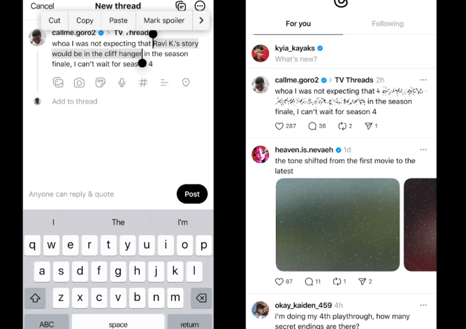Threads menguji teks spoiler, kata Zuckerberg